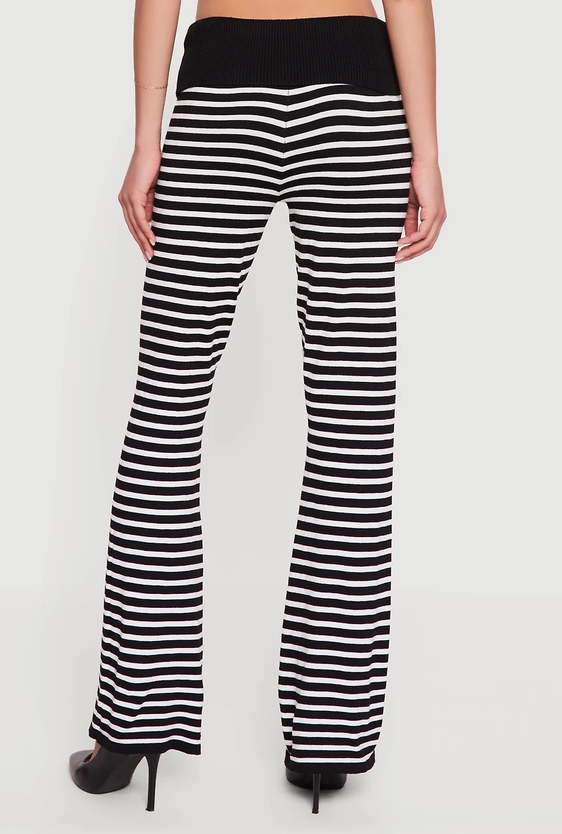 Almost Famous Striped Fold Over Flare Pants