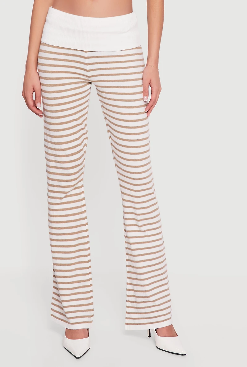 Almost Famous Striped Fold Over Flare Pants