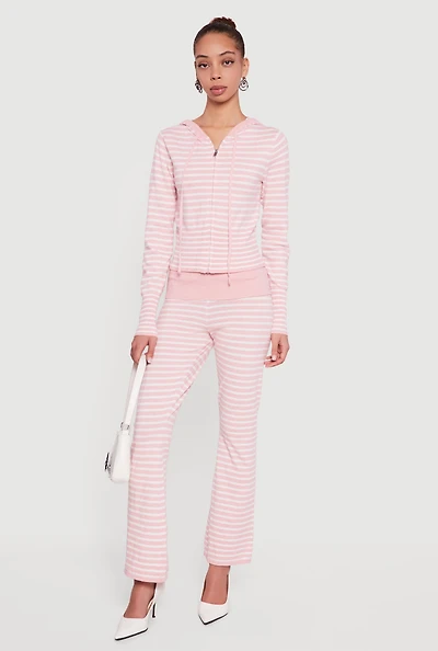 Almost Famous Striped Fold Over Flare Pants