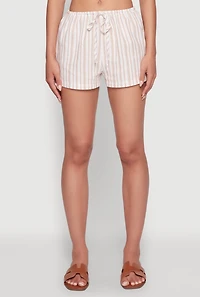 Womens Madden Girl Striped Drawstring Shorts, Khaki, Size S