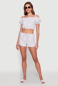Womens Madden Girl Striped Drawstring Shorts,