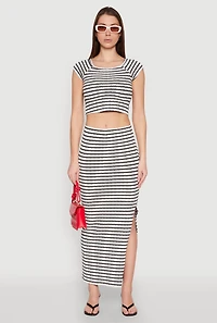 Womens Almost Famous Textured Knit Striped Top, Multi,