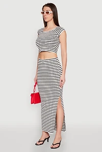 Womens Almost Famous Textured Knit Striped Top, Multi, Size L