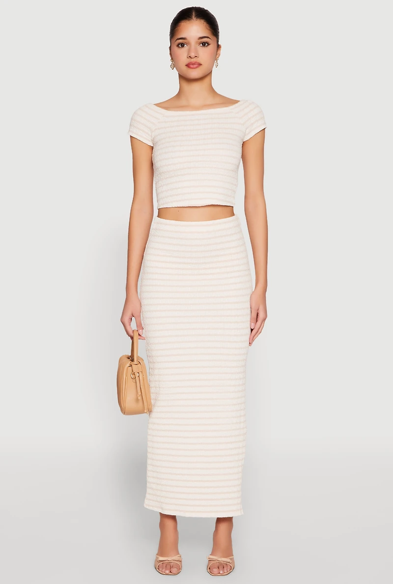 Almost Famous Striped Side Slit Skirt