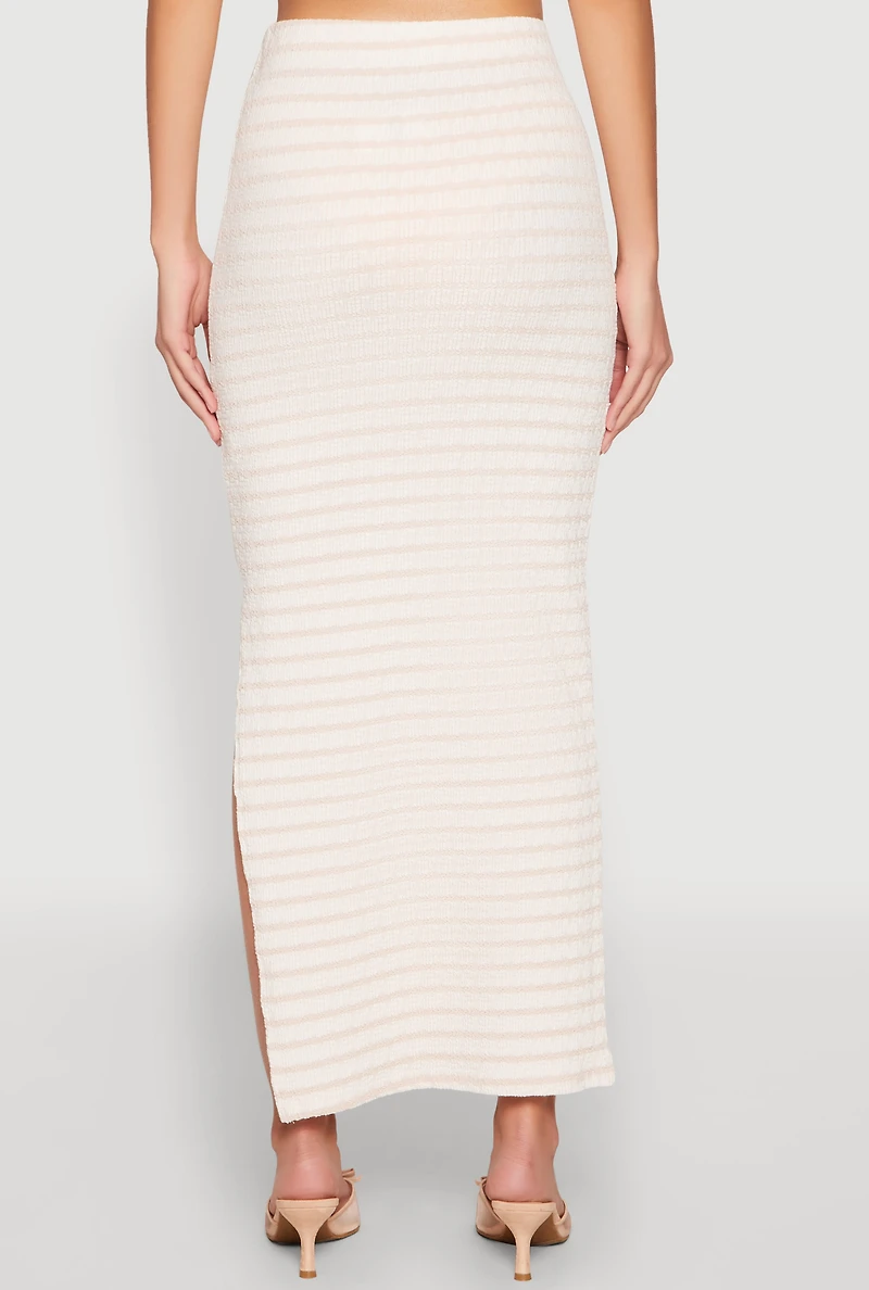 Almost Famous Striped Side Slit Skirt