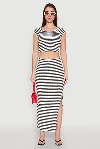 Womens Almost Famous Striped Side Slit Skirt, Multi,