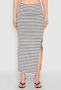 Womens Almost Famous Striped Side Slit Skirt, Multi, Size M