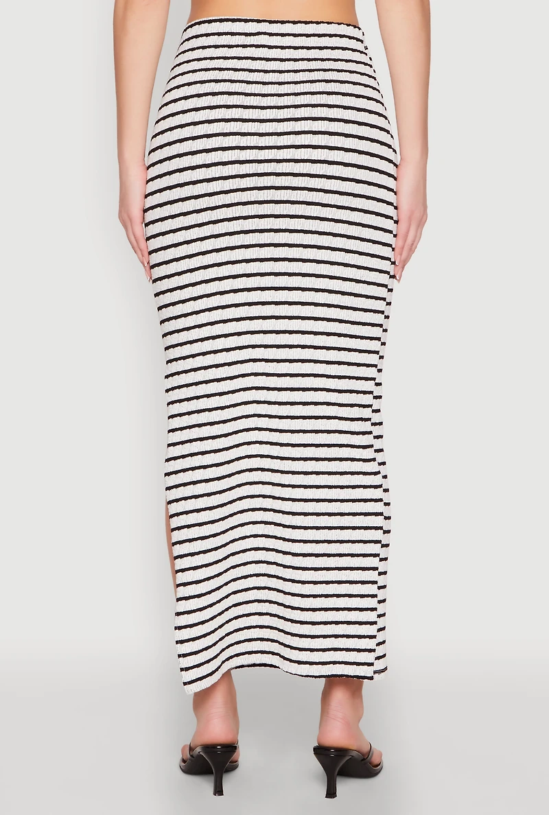 Womens Almost Famous Striped Side Slit Skirt, Multi, Size L