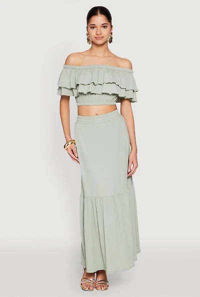 Almost Famous Slit Front Tiered Skirt