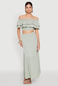 Almost Famous Slit Front Tiered Skirt