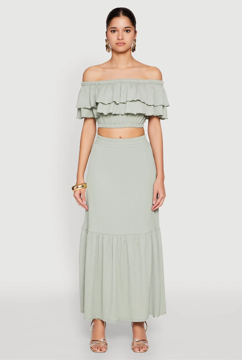 Almost Famous Slit Front Tiered Skirt