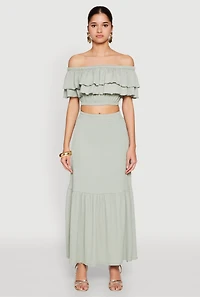 Almost Famous Slit Front Tiered Skirt