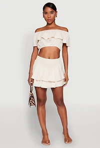Almost Famous Smocked Waist Tiered Mini Skirt