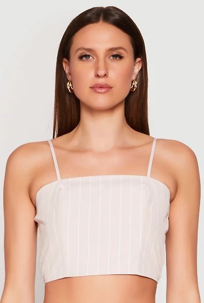 Almost Famous Pinstripe Poplin Smocked Back Cami