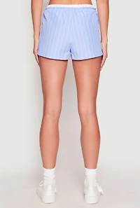 Womens Almost Famous Pinstripe Contrast Waistband Shorts, Blue, Size L