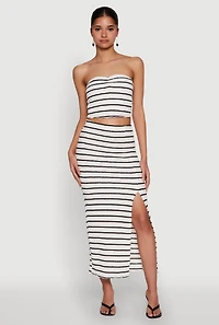 Almost Famous Striped Sweetheart Neckline Tube Top