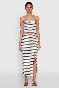 Almost Famous Striped Sweetheart Neckline Tube Top