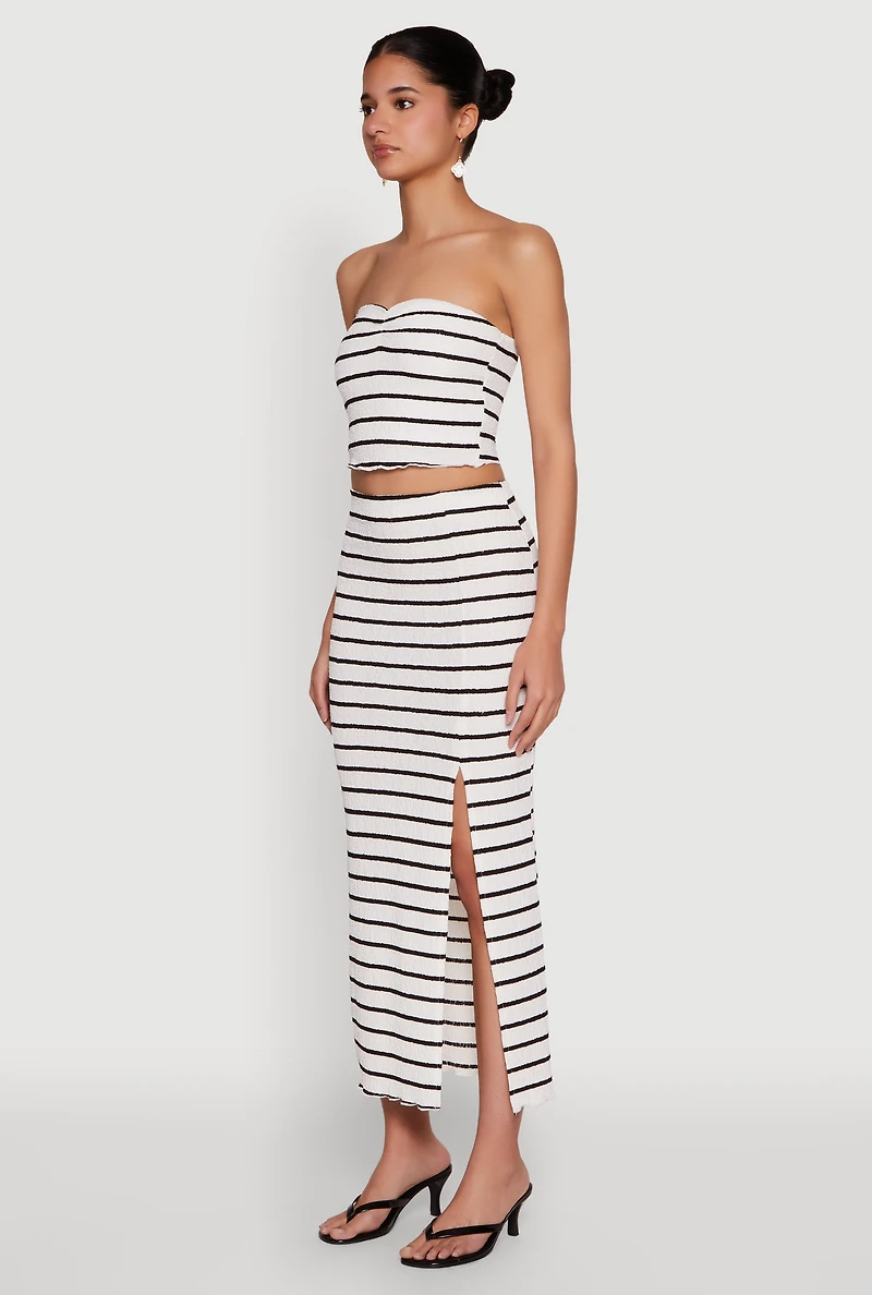 Almost Famous Striped Sweetheart Neckline Tube Top
