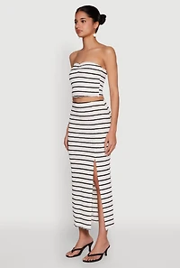 Almost Famous Striped Sweetheart Neckline Tube Top