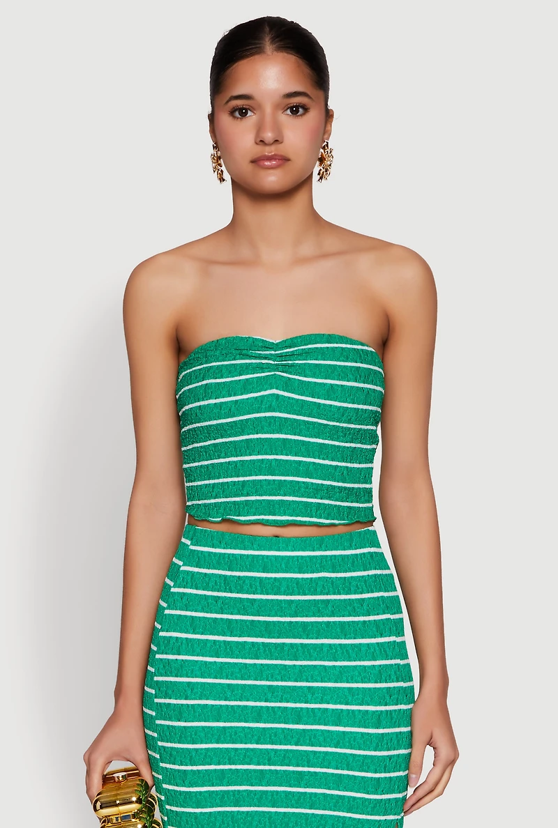 Womens Almost Famous Striped Sweetheart Neckline Tube Top, L