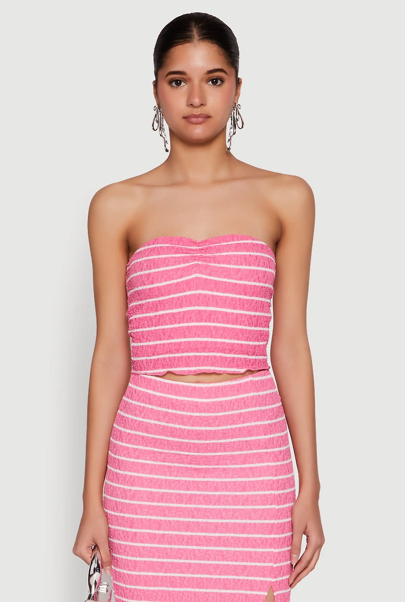 Womens Almost Famous Striped Sweetheart Neckline Tube Top, M