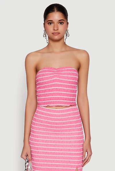 Womens Almost Famous Striped Sweetheart Neckline Tube Top, M