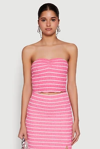 Womens Almost Famous Striped Sweetheart Neckline Tube Top, M