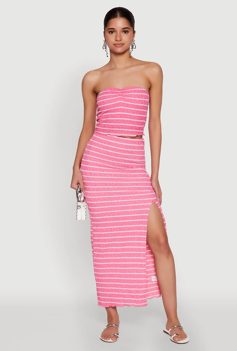 Womens Almost Famous Striped Sweetheart Neckline Tube Top,