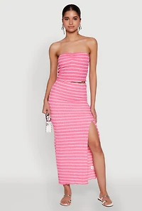 Womens Almost Famous Striped Sweetheart Neckline Tube Top,