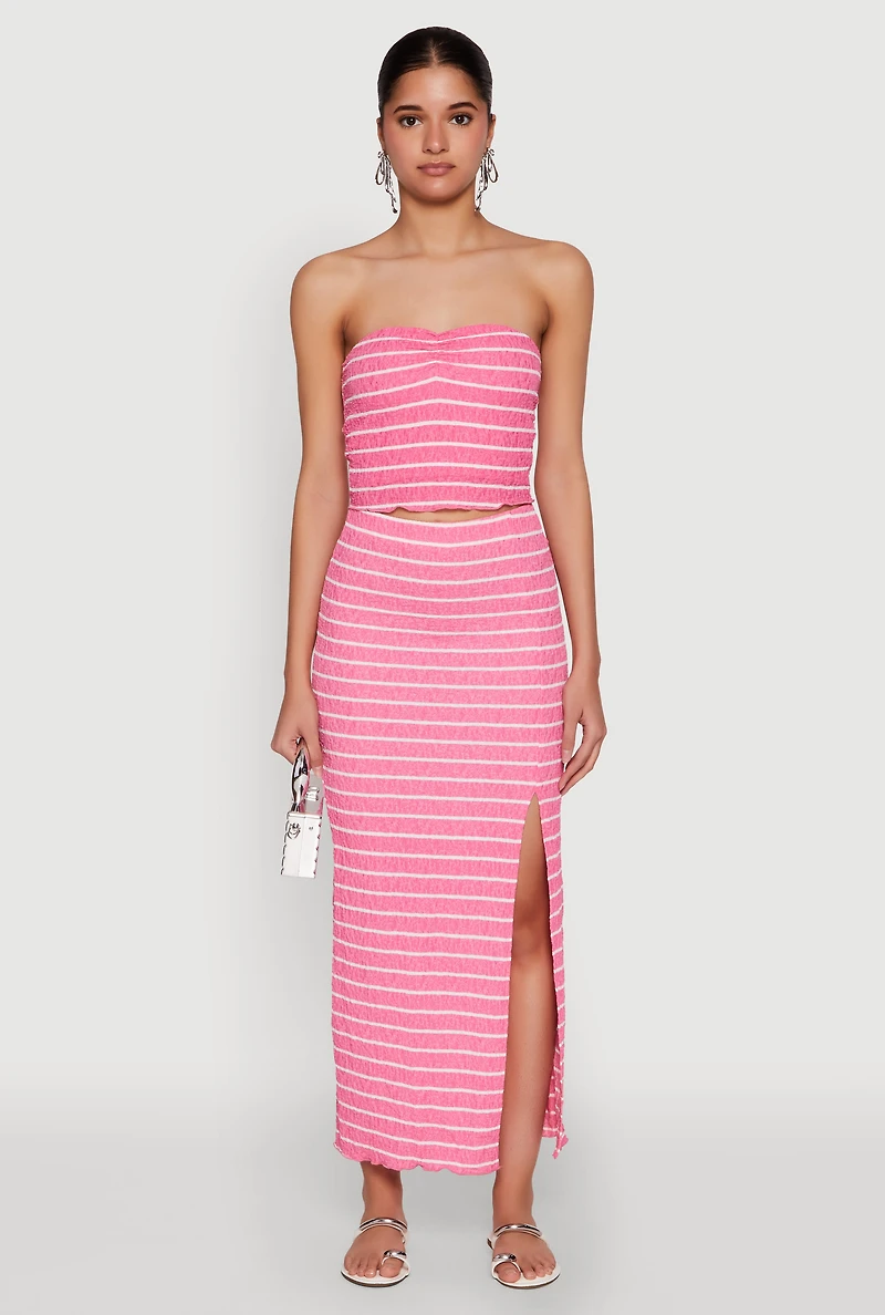 Womens Almost Famous Striped Sweetheart Neckline Tube Top,