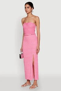Womens Almost Famous Striped Sweetheart Neckline Tube Top, Pink, Size S