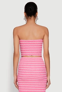 Womens Almost Famous Striped Sweetheart Neckline Tube Top, Pink, Size S