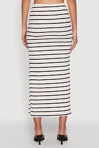 Womens Almost Famous Striped Side Slit Maxi Skirt, White, Size M
