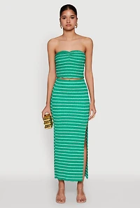 Womens Almost Famous Striped Side Slit Maxi Skirt,