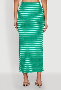 Womens Almost Famous Striped Side Slit Maxi Skirt,