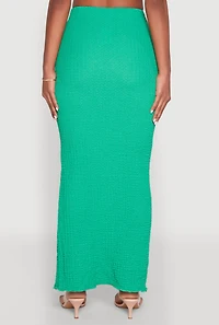 Womens Almost Famous Textured Knit Side Slit Skirt, Green, Size M