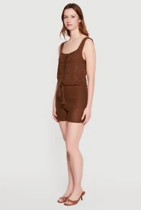 Drawstring Waist Crochet Shorts
