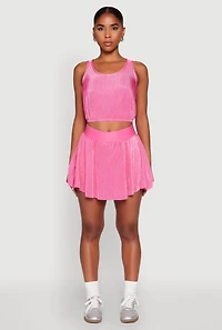 Womens Almost Famous Plisse Cropped Tank Top, Pink, Size M