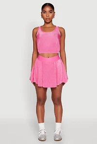 Womens Almost Famous Plisse Lined Skater Skirt, Pink, Size L