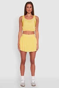 Womens Almost Famous Plisse Lined Skater Skirt, Yellow, Size L