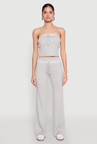 Womens Almost Famous Lace Detail Wide Leg Pants, L