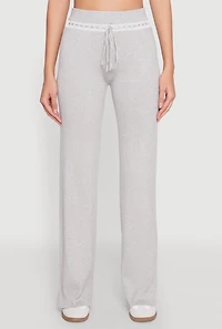 Womens Almost Famous Lace Detail Wide Leg Pants, L