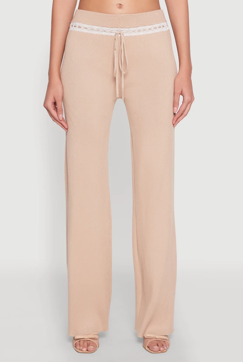 Almost Famous Lace Detail Wide Leg Pants