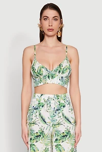 Womens Almost Famous Sleeveless V-Neck Crop Top for Going Out, Green,