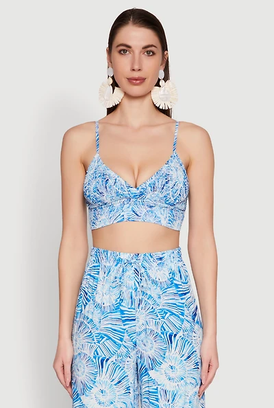 Womens Almost Famous Sleeveless V-Neck Crop Top for Going Out, Blue, Size S