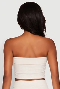 Womens Almost Famous Fold Over Tube Top, Beige,