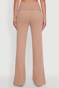 Womens Almost Famous Ruched Fold Over Pants, Khaki, Size XL
