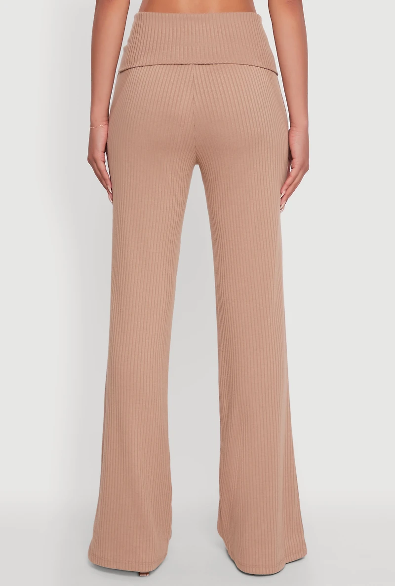 Womens Almost Famous Ruched Fold Over Pants, Khaki,
