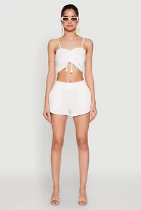 Womens Almost Famous Ruched Cropped Cami, White, Size L