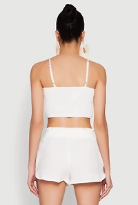 Womens Almost Famous Ruched Cropped Cami, White, Size XL